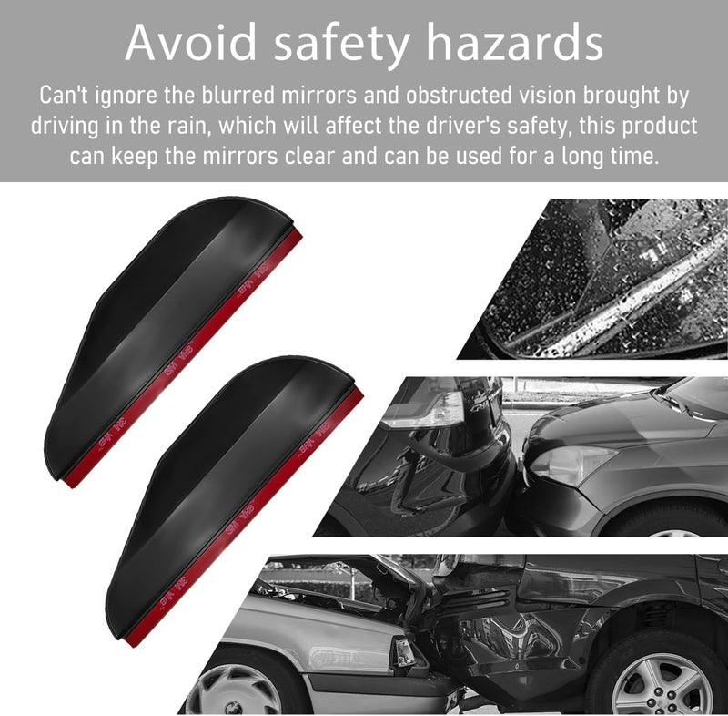 Wevdn 2 PCS Mirror Rain Visor Eyebrow, Waterproof PVC Auto Exterior Rear View Mirror Rain Visor Guard, Rainproof Side Mirror Rain Visor Eyebrow Cover for SUV Truck, Car Accessories (Black) - Image 3